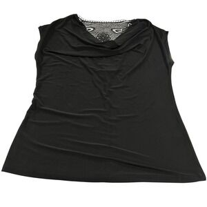 Suzie in the City Black Blouse Lace Cutout Women's Size XL Gothic Morticia‎